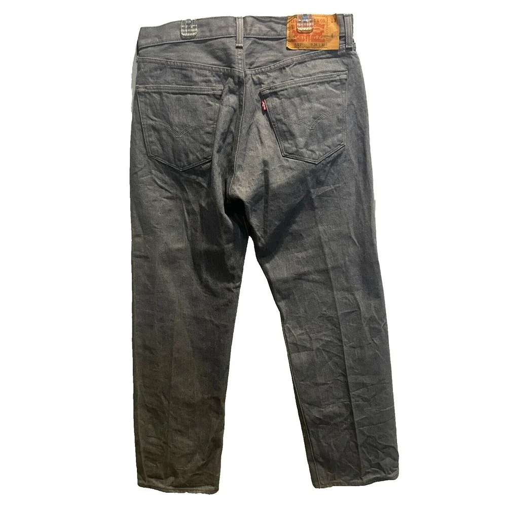 Levi's 501 Original Fit Jeans 34x30 Mens Gray Straight Leg Button Fly Denim